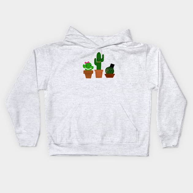 3 Fancy Kawaii Cactuses Kids Hoodie by CatGirl101